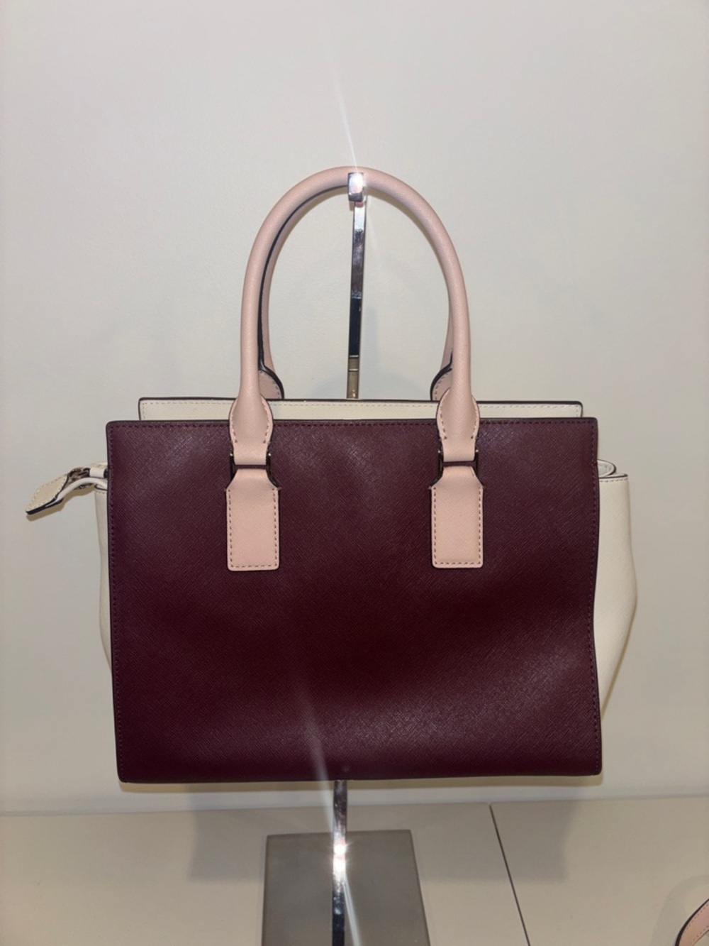 kate spade Colorblock Satchel in Burgundy, Blush & Cream - Picture 4 of 10